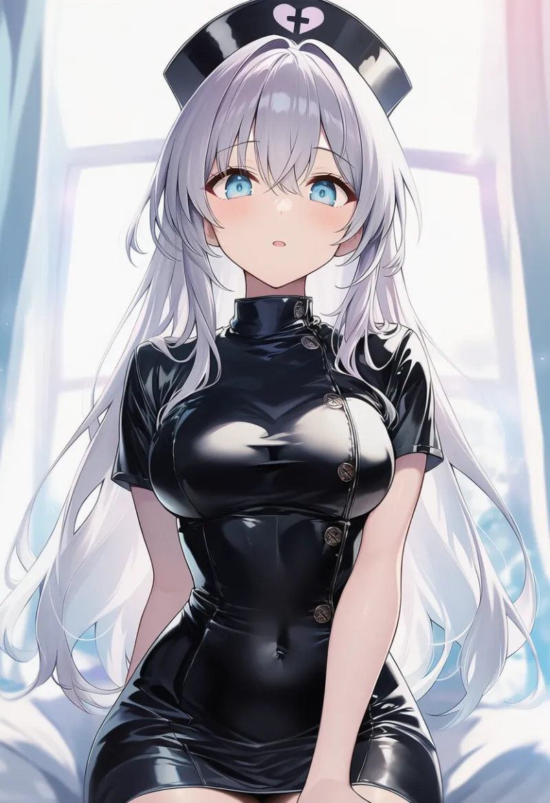 エナメルのナース服のAIイラスト｜プロンプト紹介