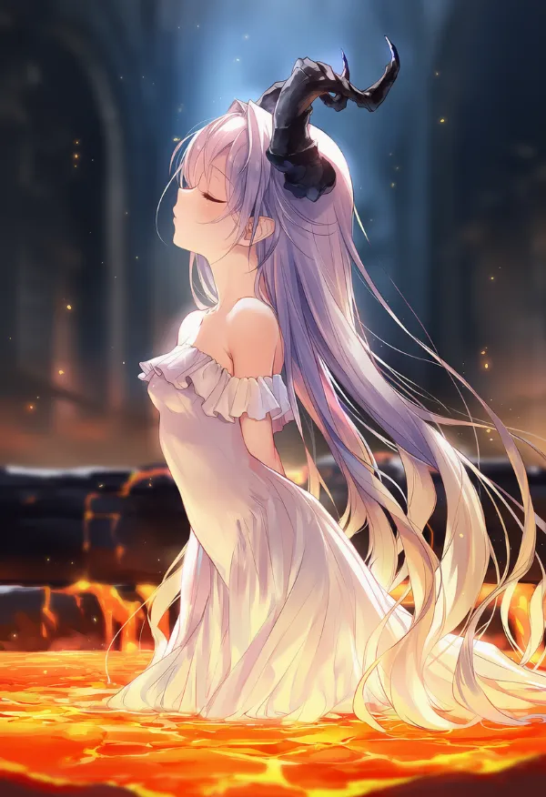 溶岩風呂のAIイラスト｜プロンプト紹介