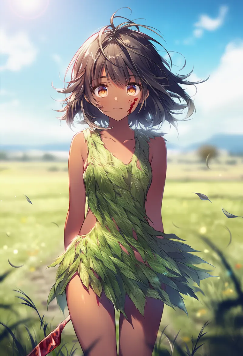 葉っぱの服のAIイラスト｜プロンプト紹介