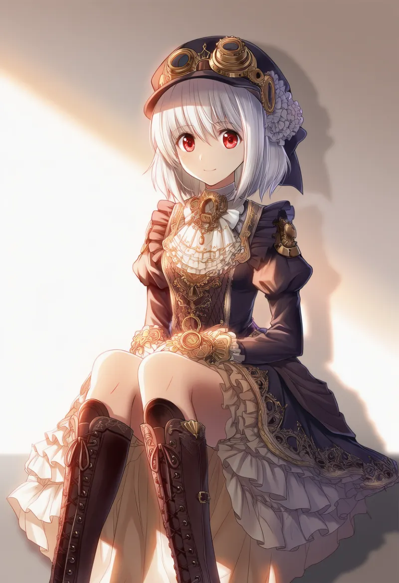 レザーブーツのAIイラスト(スチームパンク)|プロンプト紹介