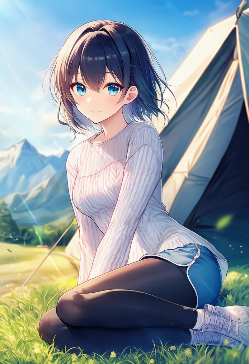 ショートパンツの下にレギンスを履いたAIイラスト｜プロンプト紹介