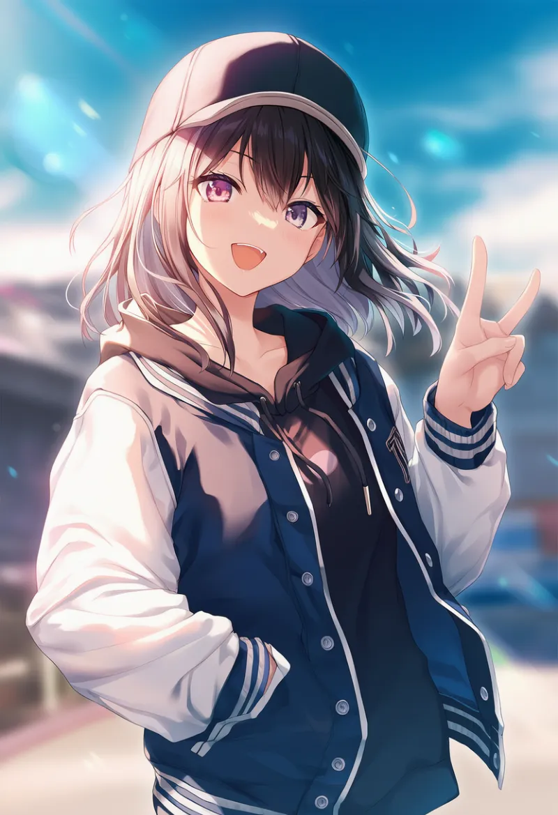 レターマンジャケットのAIイラスト|プロンプト紹介(ヒップホップファッション)