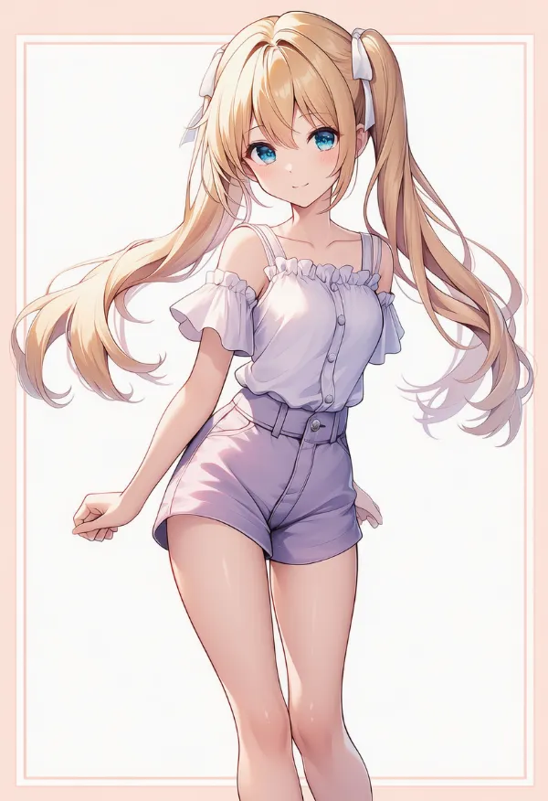 薄紫色のキュロットのAIイラスト|デート用コーデのプロンプト紹介