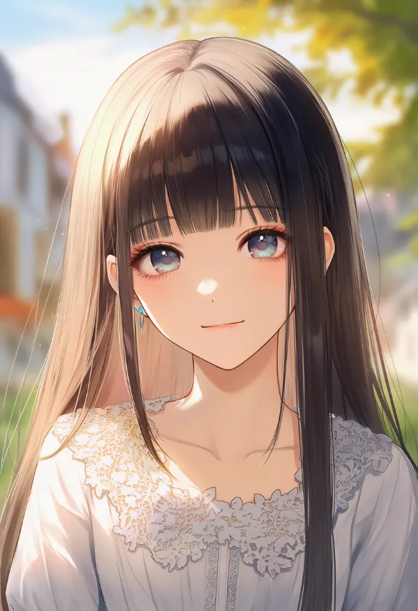 毛束が切り揃えられた髪型（お嬢様ヘア）のAIイラスト｜プロンプト紹介