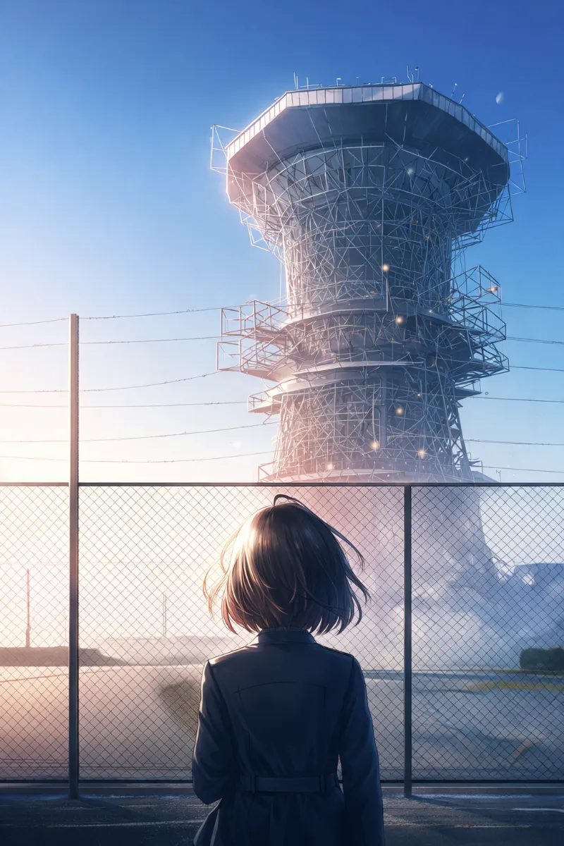 滑走路脇の管制エリアのAIイラスト(軍事施設)|プロンプト紹介