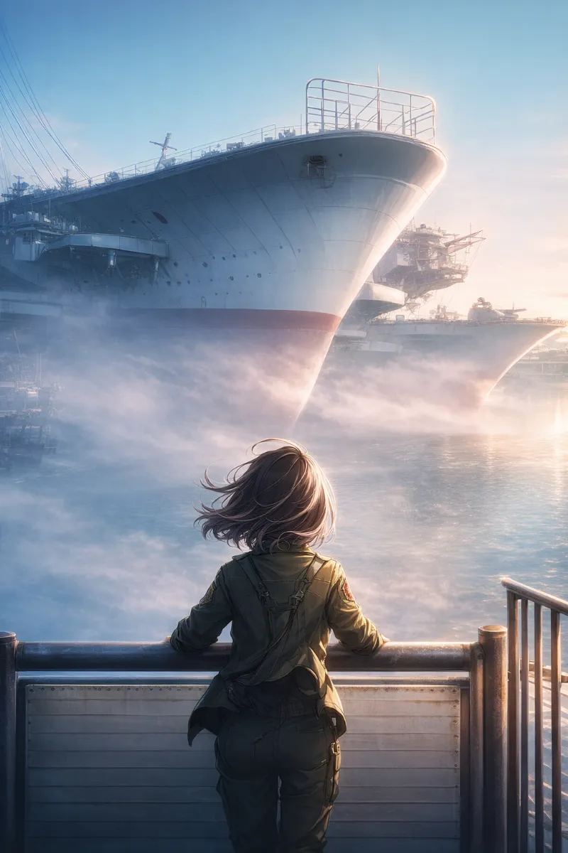 海軍基地の桟橋・ドックエリアのAIイラスト(軍事施設)|プロンプト紹介