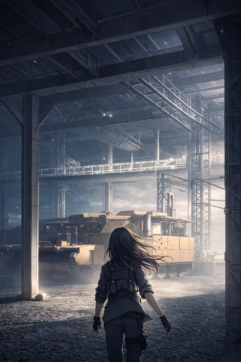 車両保管ヤードのAIイラスト(軍事施設)|プロンプト紹介