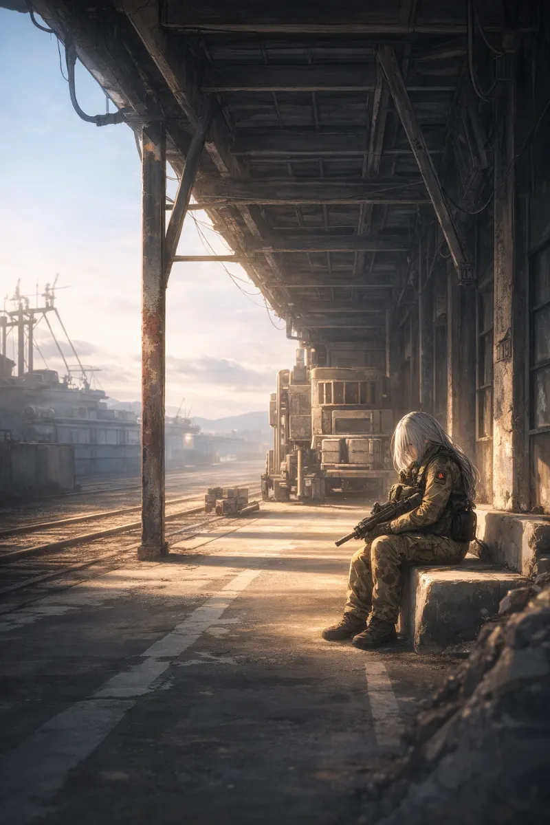 軍事基地(道路強調)のプロンプト:military base, road|AIイラスト