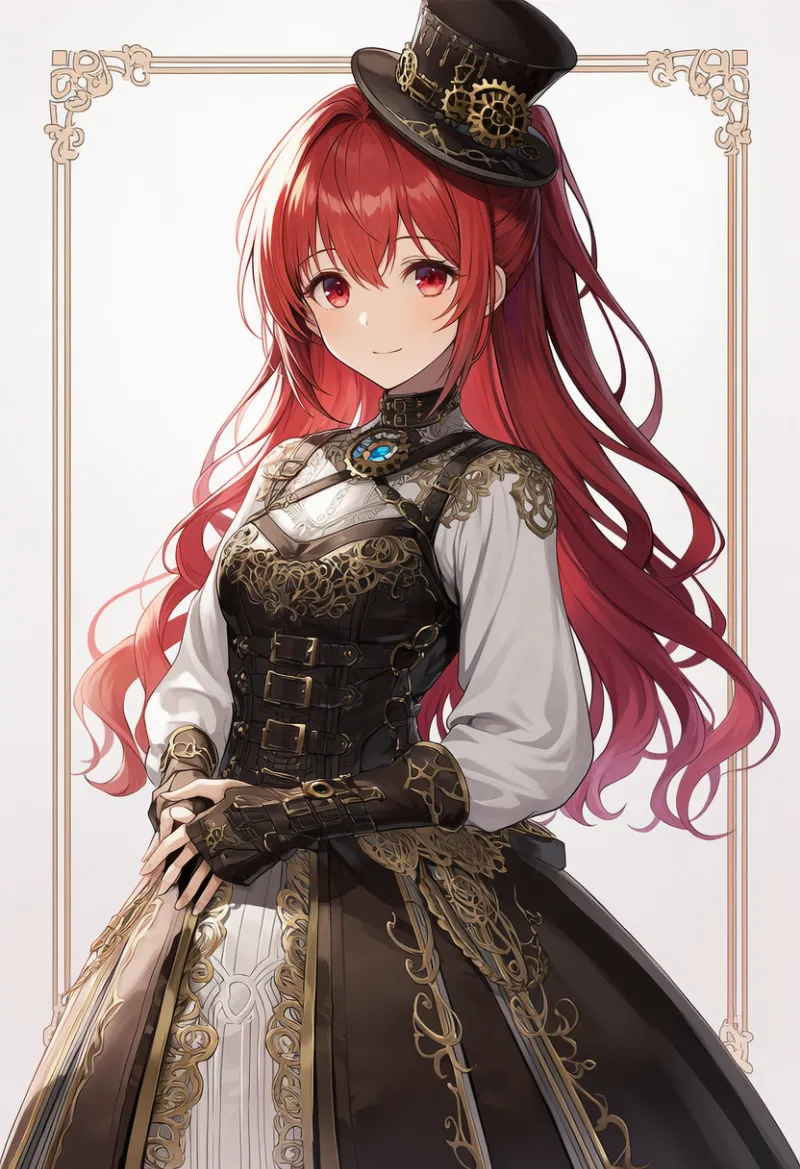 ミニトップハットのAIイラスト(スチームパンク)|プロンプト紹介