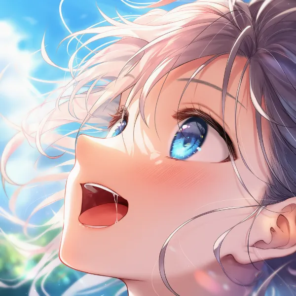 口にフォーカスした構図のAIイラスト作例