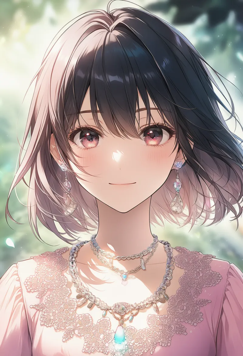 多重ネックレスのAIイラスト（豪華な服用）｜プロンプト紹介