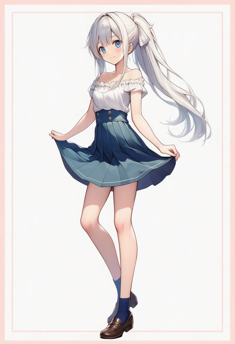 紺のソックスとローファーのAIイラスト|デート用コーデのプロンプト紹介