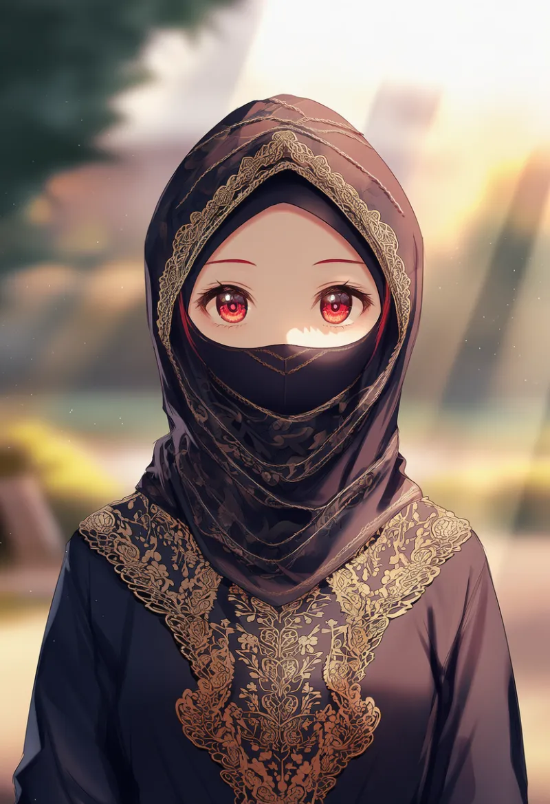 ニカブのAIイラスト｜プロンプト紹介：niqab, covered mouth