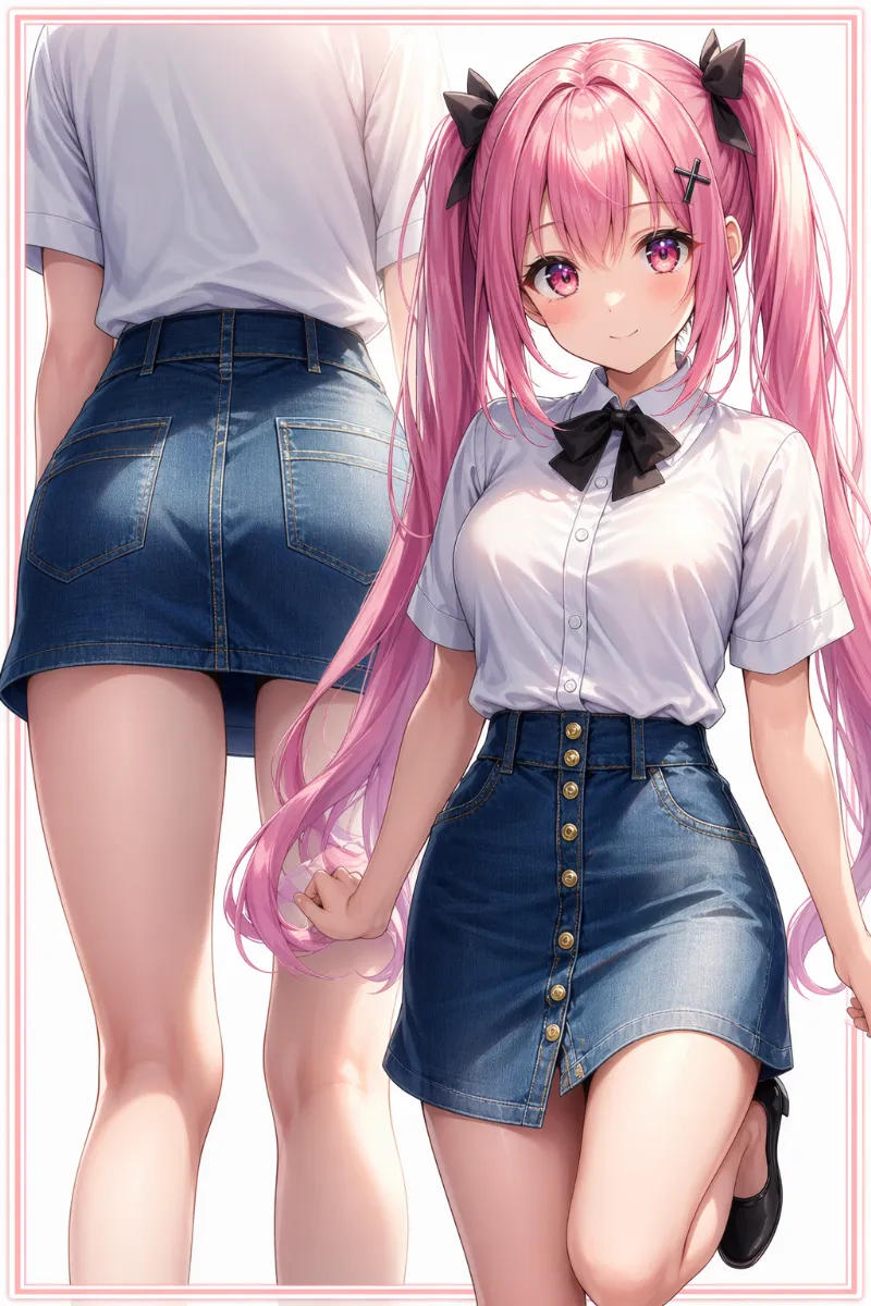 デニムスカートの美少女｜NovelAIのイラストをGPT Image 2で修正・仕上げをした画像の作例-2