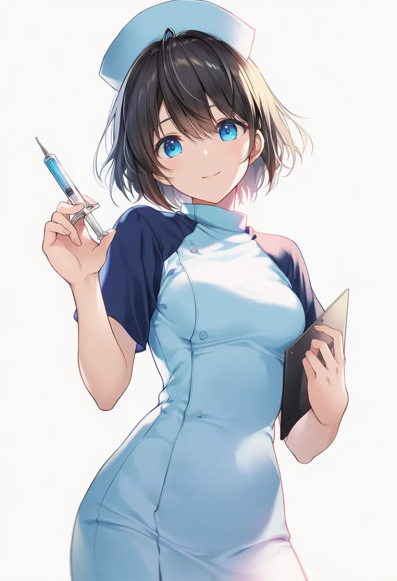 ラグラン袖のナース服のAIイラスト｜プロンプト紹介