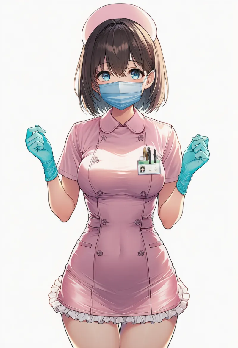 フリル付きナースのAIイラスト｜ナース服デザイン