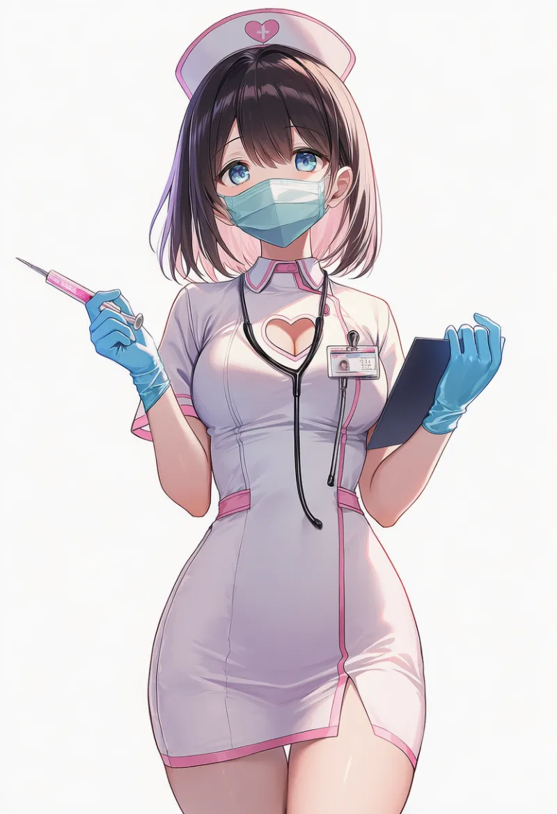 ピンクパイピング装飾ナースのAIイラスト｜ナース服デザイン