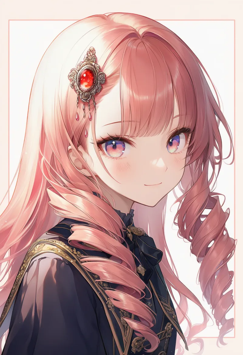 華やかなツインドリル（お嬢様ヘアの作例）｜AIイラスト