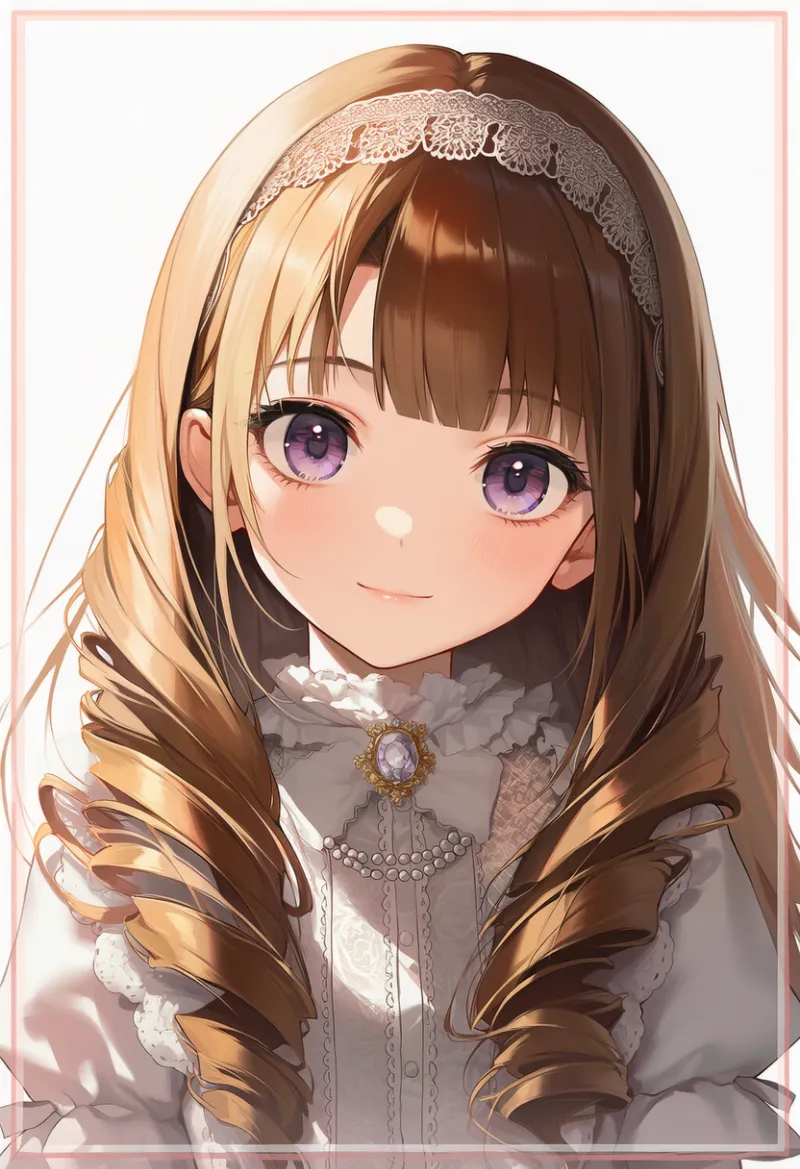 ゆるやかなリングレット（お嬢様ヘアの作例）｜AIイラスト