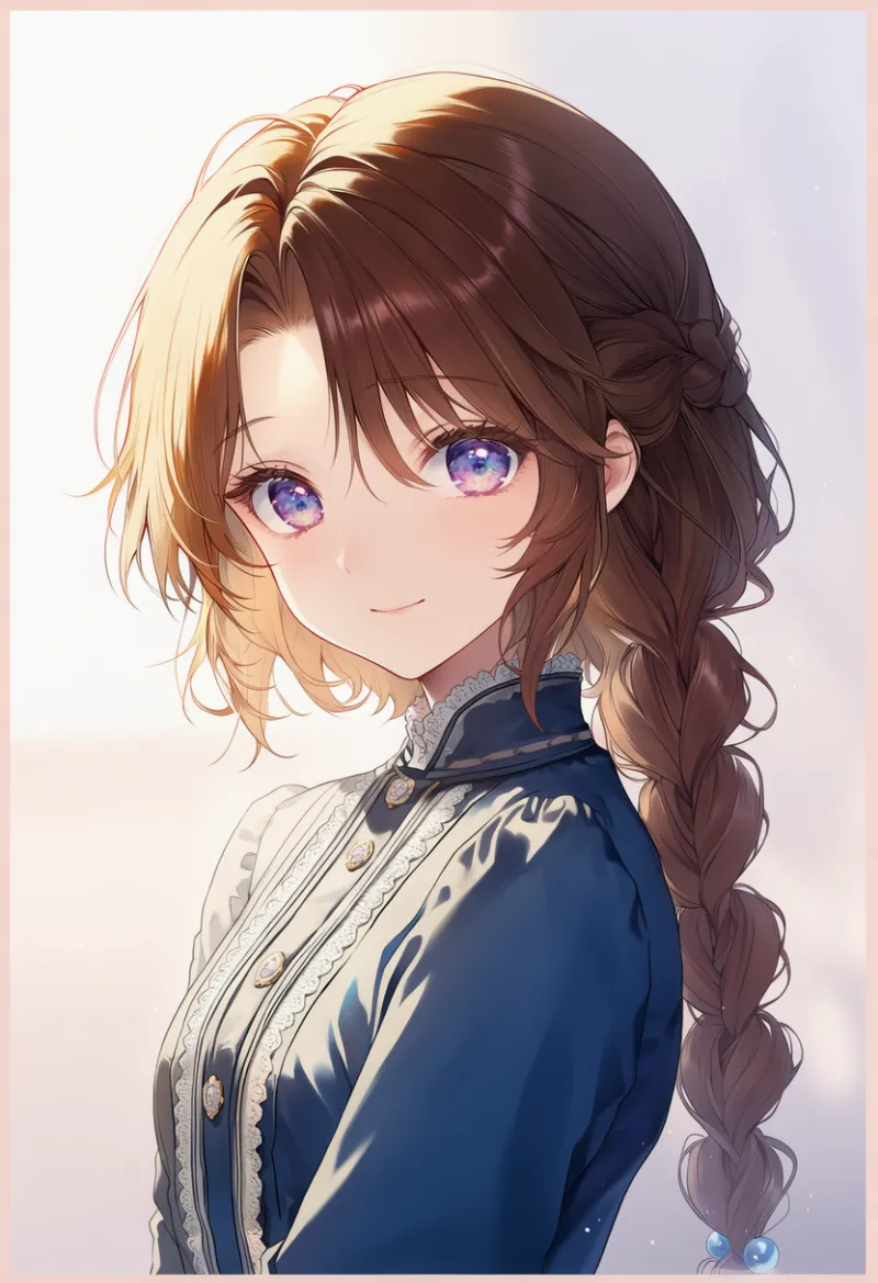 三つ編みポニーテール（お嬢様ヘアの作例）｜AIイラスト