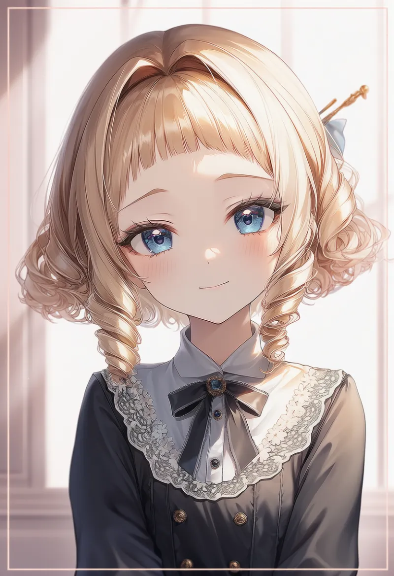 シングルドリル（お嬢様ヘアの作例）｜AIイラスト