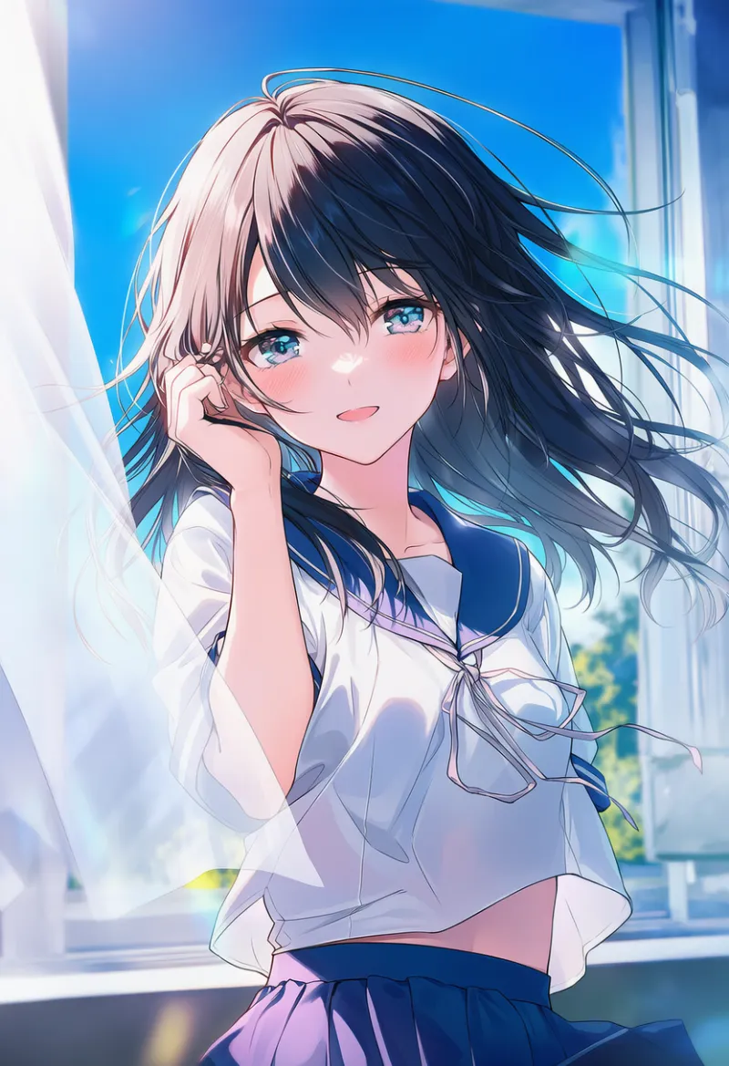 開いた窓のAIイラスト