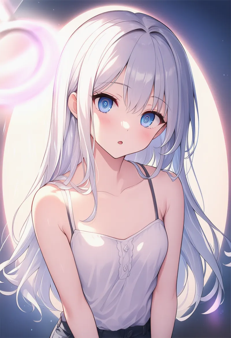 楕円形の背景のAIイラスト（催眠シーン用プロンプト紹介）