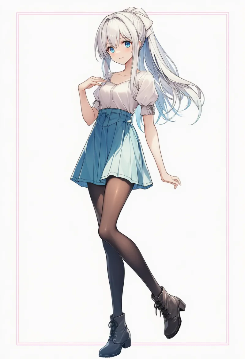 パンストとアンクルブーツのAIイラスト|デート用コーデのプロンプト紹介