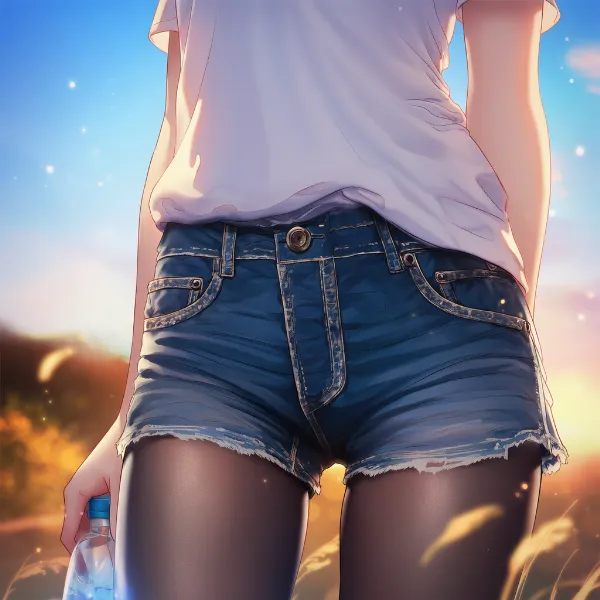 ショートパンツの下にパンストのAIイラスト｜プロンプト紹介：pantyhose under shorts