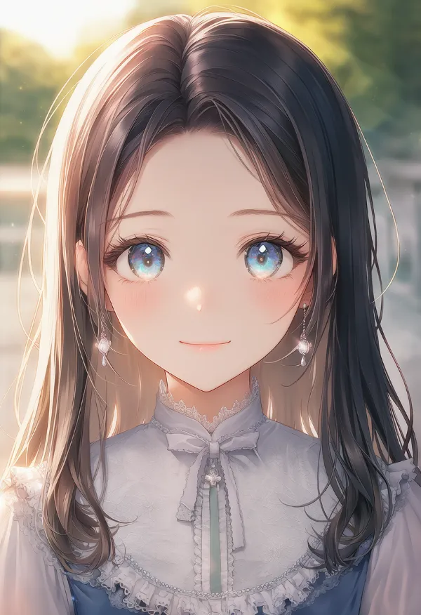 センター分け（お嬢様ヘア）のAIイラスト｜プロンプト紹介