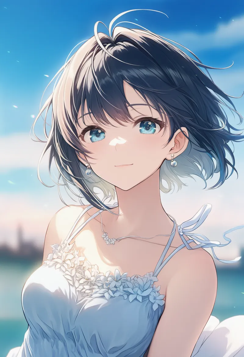 パールのイヤリングのAIイラスト（豪華な服用）｜プロンプト紹介