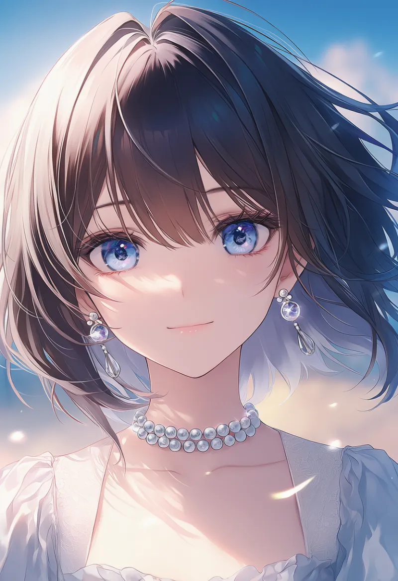 パールのチョーカーのAIイラスト（豪華な服用）｜プロンプト紹介