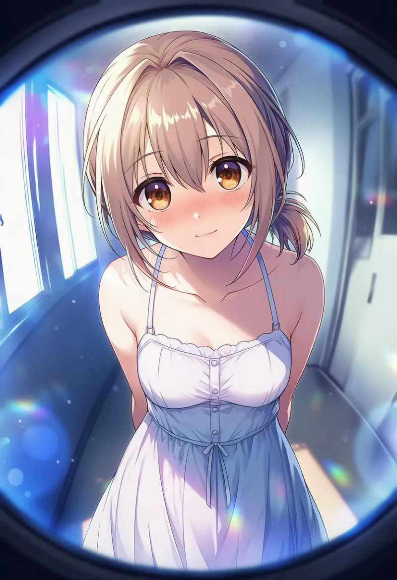 玄関ドアのレンズ(ドアスコープ)から覗く視点のプロンプト紹介|AIイラスト