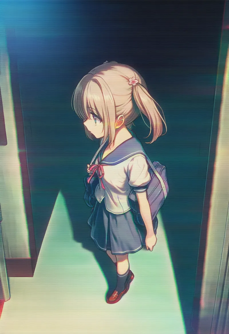 防犯カメラ風の覗き見の視点を再現するプロンプト|AIイラスト