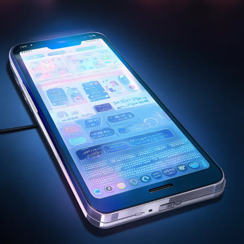 スマホのスクリーンが発光している様子のAIイラスト