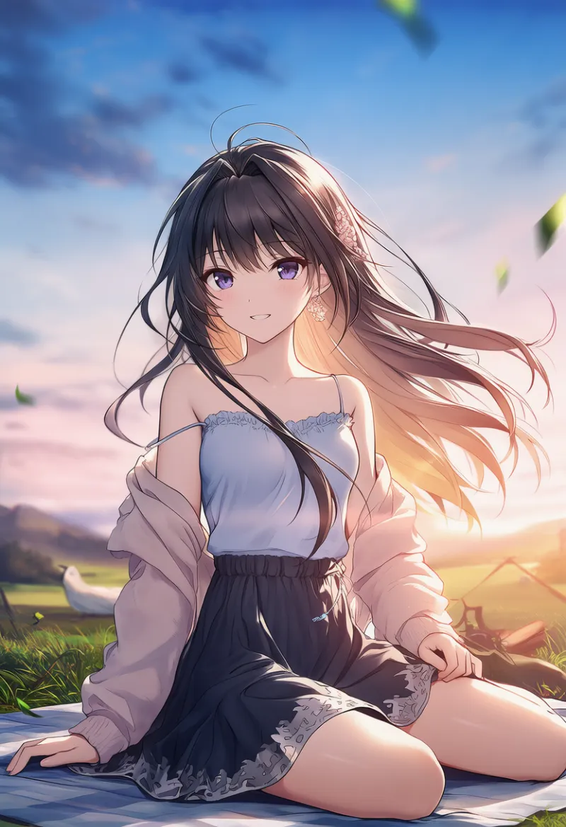 ピクニックシートのAIイラスト｜プロンプト紹介