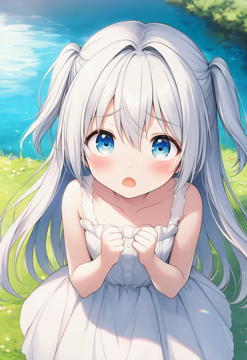 お願いのポーズ|幼い少女のポーズのプロンプト