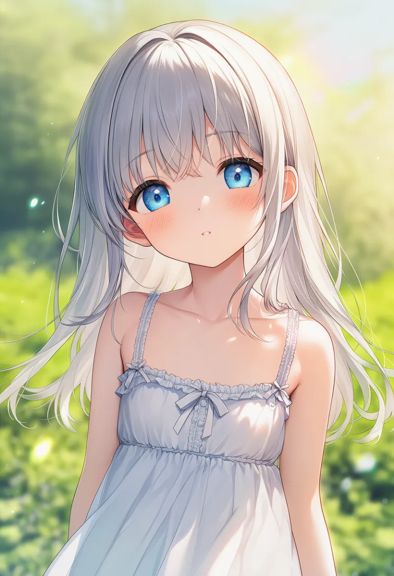 じっと見つめる|幼い少女の表情プロンプト