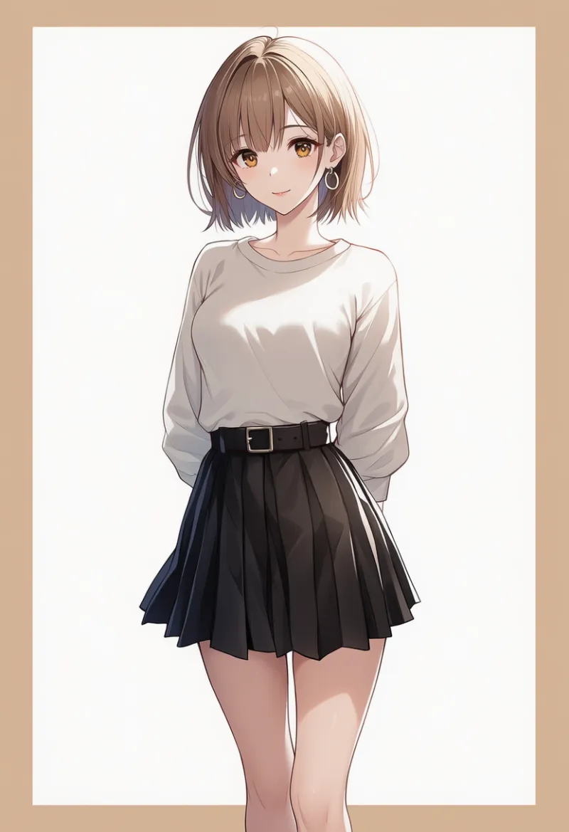 プリーツスカート(ベルト付き)|女子大生ファッションのプロンプト紹介