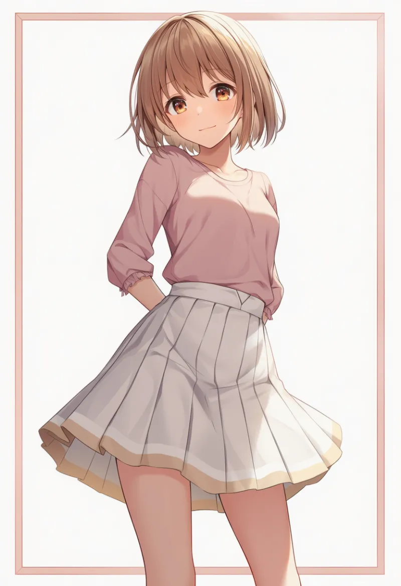 プリーツスカートのAIイラスト|デート用コーデのプロンプト紹介