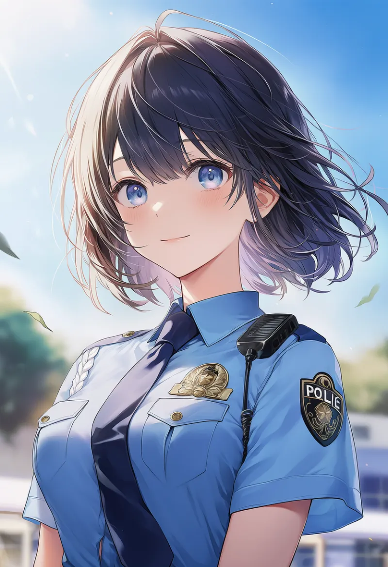 警察バッジ（胸）のAIイラスト｜プロンプト紹介：police badge on chest