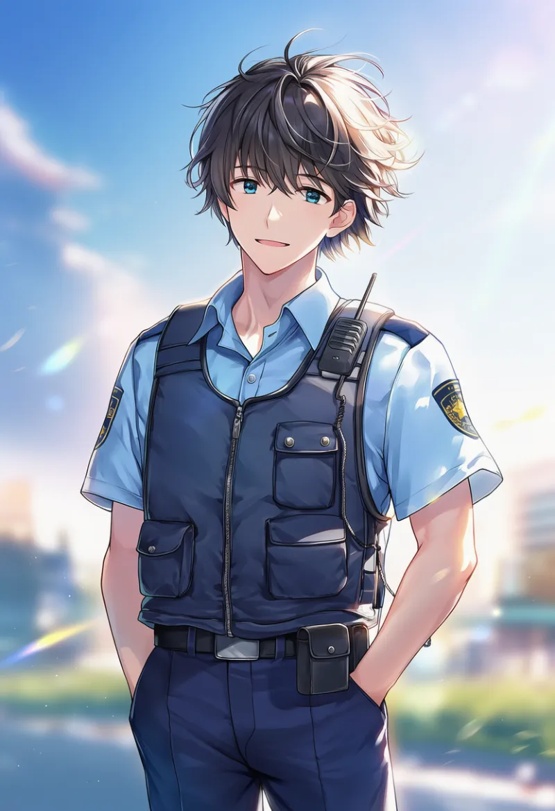 男性警察官のAIイラスト｜プロンプト紹介：policeman