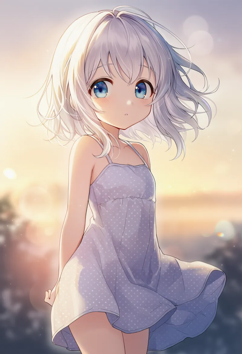 水玉模様のサンドレス|幼い少女の服プロンプト