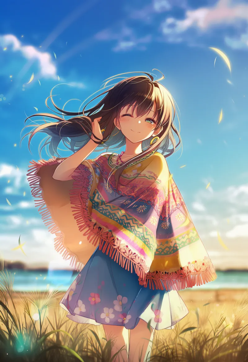 ポンチョとコロンビア風衣装のAIイラスト|プロンプト紹介