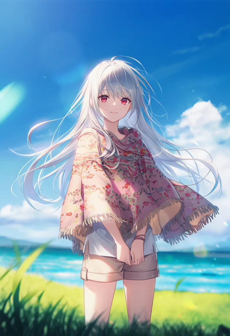 ポンチョとキュロットのAIイラスト|プロンプト紹介