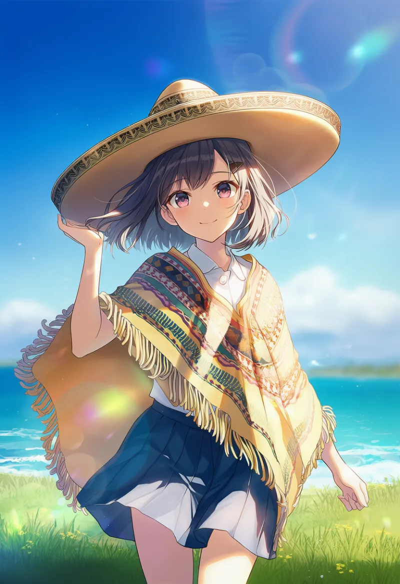 ポンチョとソンブレロのAIイラスト|プロンプト紹介