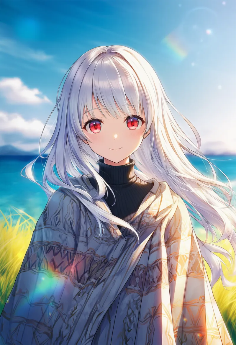 ポンチョとタートルネックのAIイラスト|プロンプト紹介