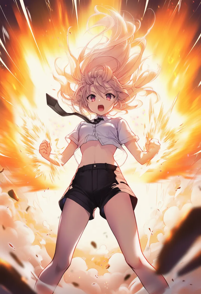 炎のオーラを派手にするプロンプトの紹介用のAIイラスト