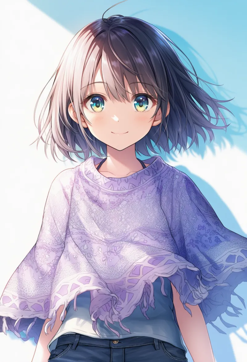 柄付きポンチョのAIイラスト|プロンプト紹介