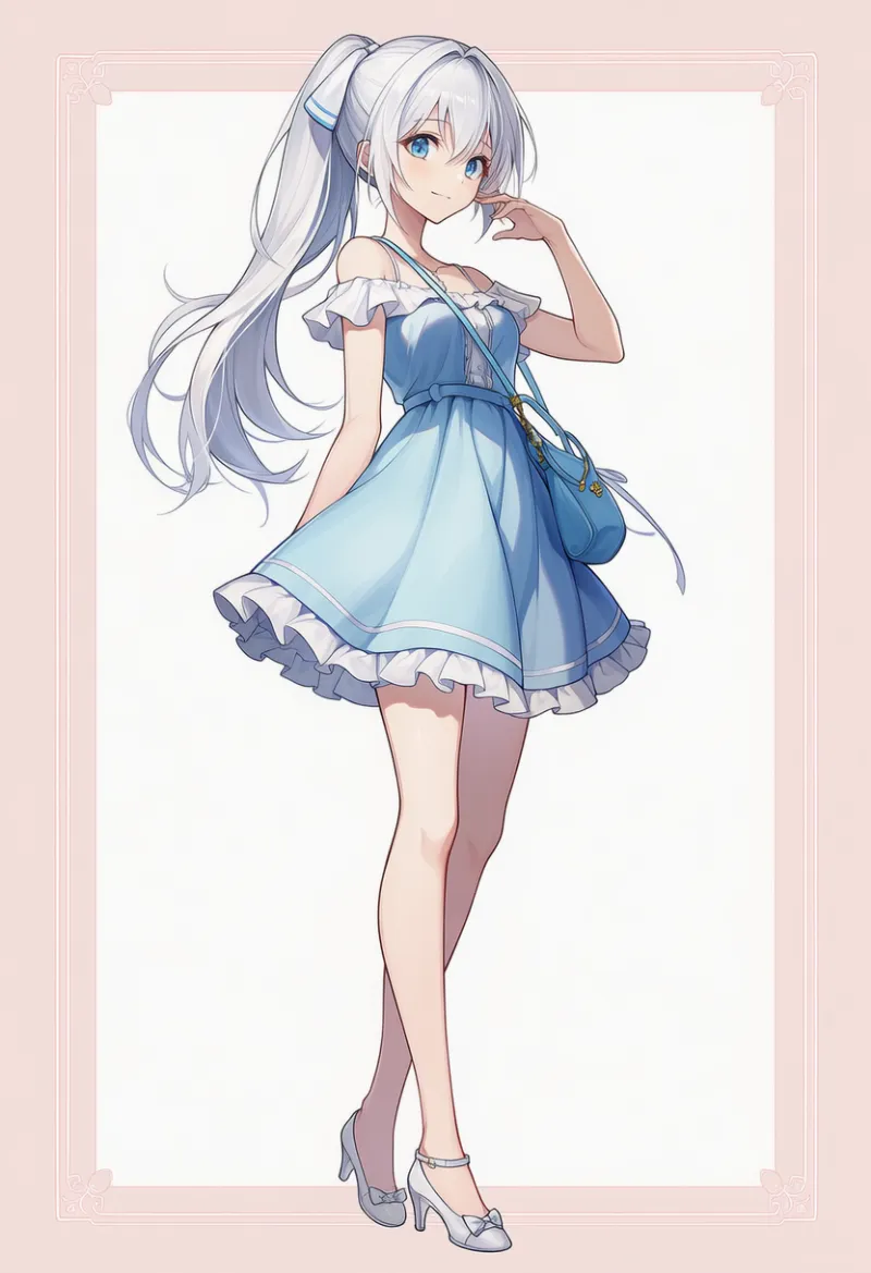 パンプス、クロスボディバッグのAIイラスト|デート用コーデのプロンプト紹介